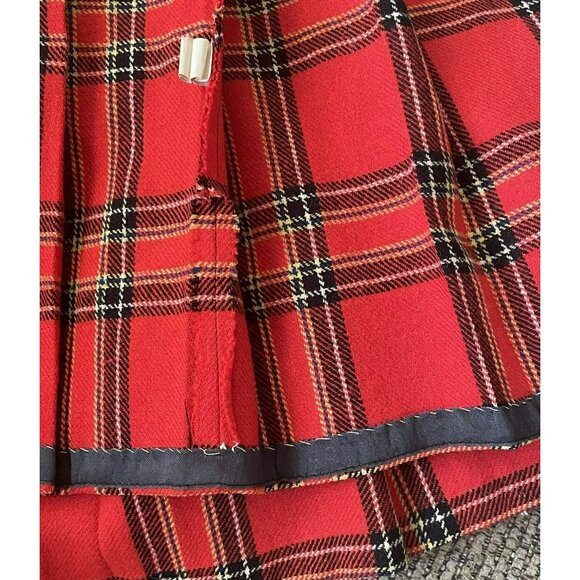 Vintage Young Pendleton Girls Size 11-12 Red Wool Tartan Plaid Pleated Skirt - Picture 12 of 13
